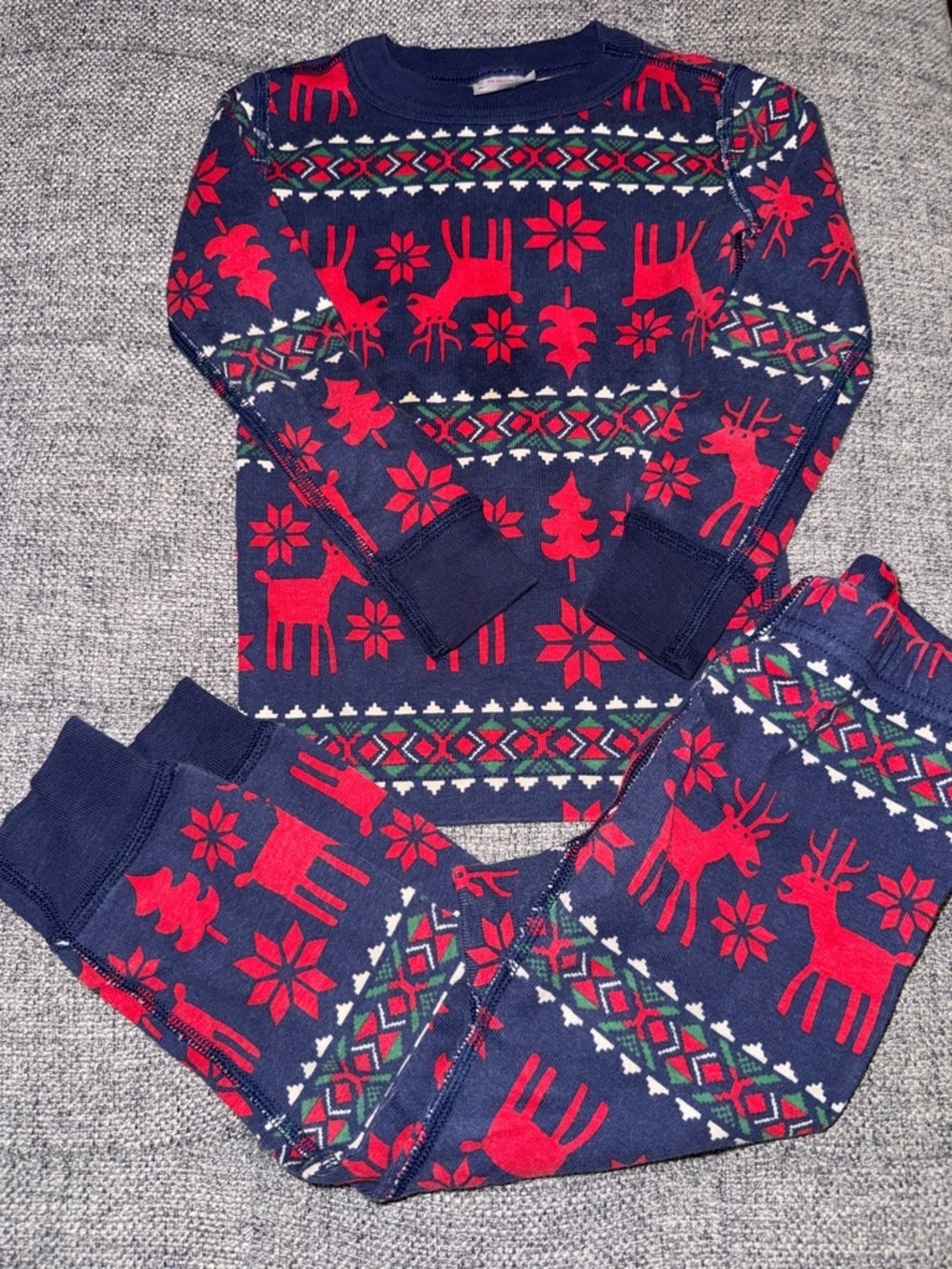 Hannah Andersson reindeer Christmas winter holiday pajama set size 3t